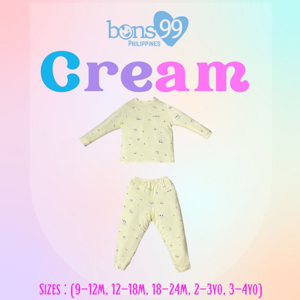 Bons99 Cream Bamboo Long Sleeves and Pajamas