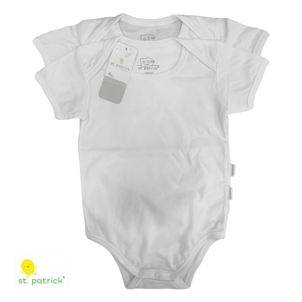 St. Patrick Overlap Romper 0-3mos White