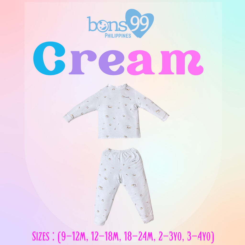 Bons99 Cream Bamboo Long Sleeves and Pajamas