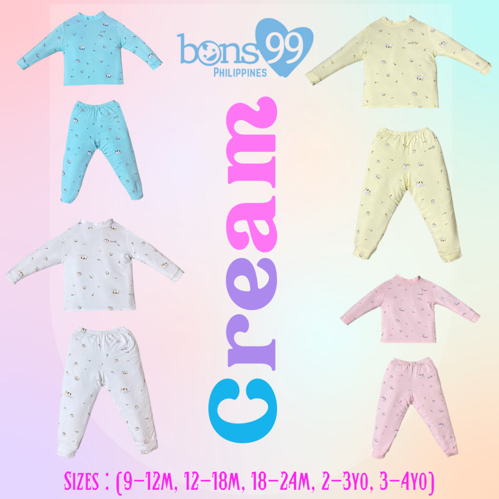Bons99 Cream Bamboo Long Sleeves and Pajamas
