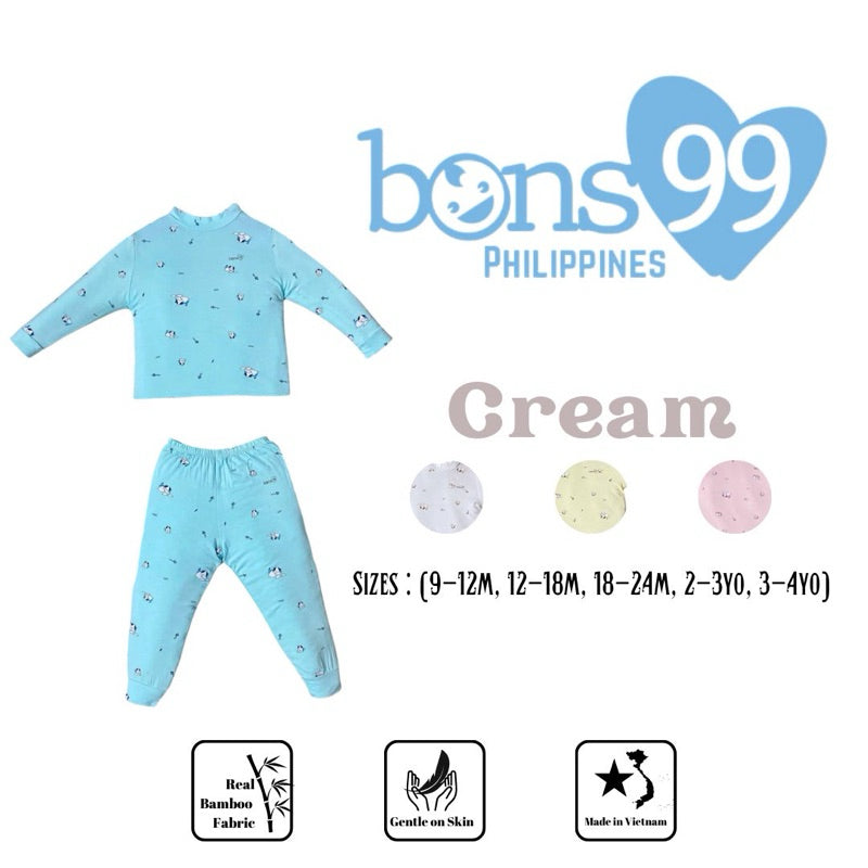 Bons99 Cream Bamboo Long Sleeves and Pajamas