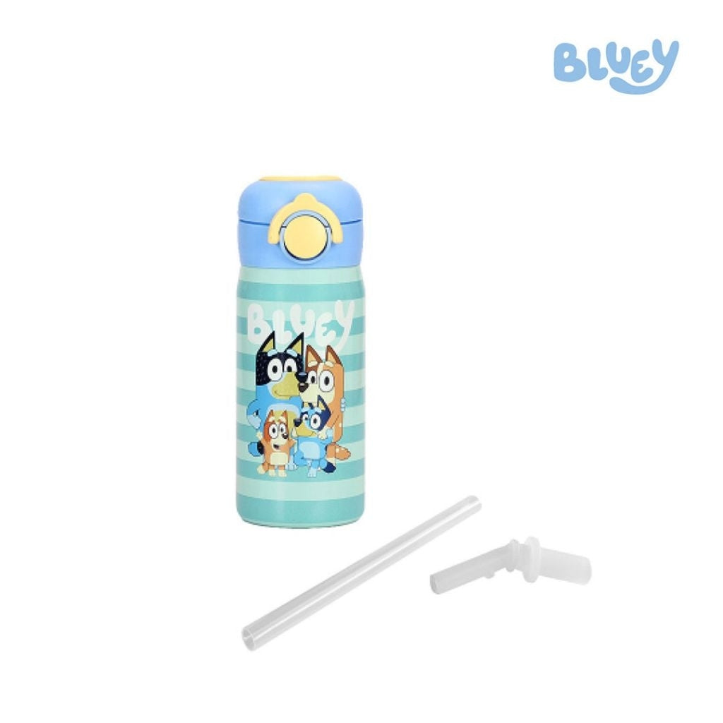 Totsafe Bluey Kids Stainless Steel Insulated Sippy Bottle 350mL (with extra sippy & straw replacemen