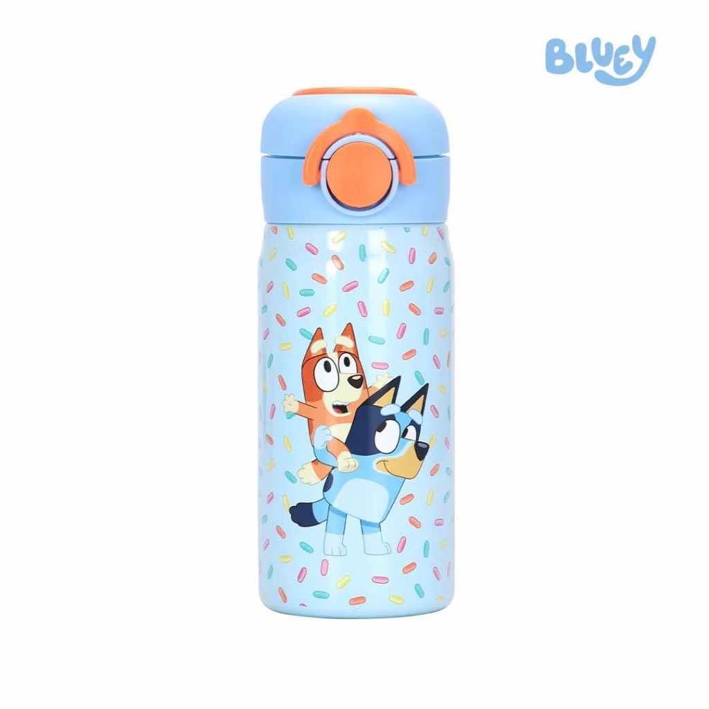 Totsafe Bluey Kids Stainless Steel Insulated Sippy Bottle 350mL (with extra sippy & straw replacemen