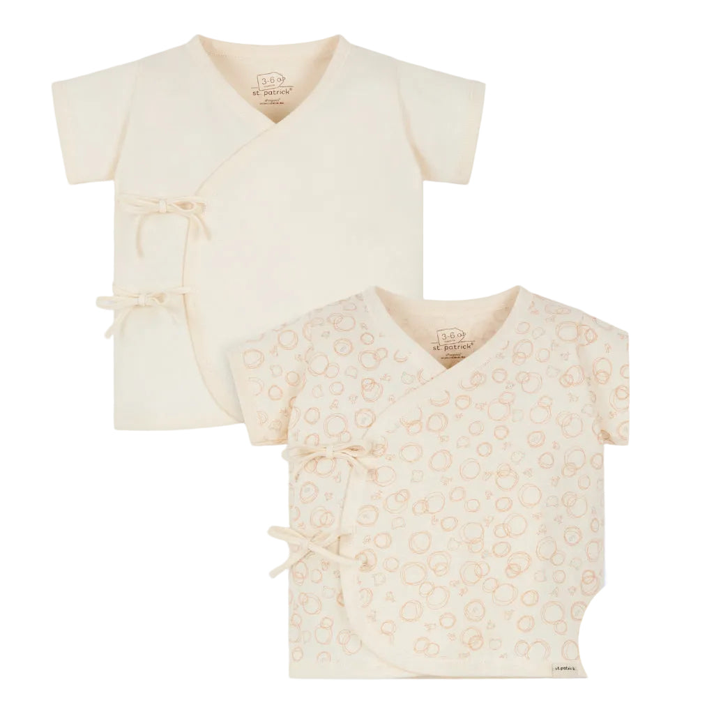 St. Patrick New Collection Bear and Chick Scribbles Tie-side Shirt Short Sleeves (2's) Organic