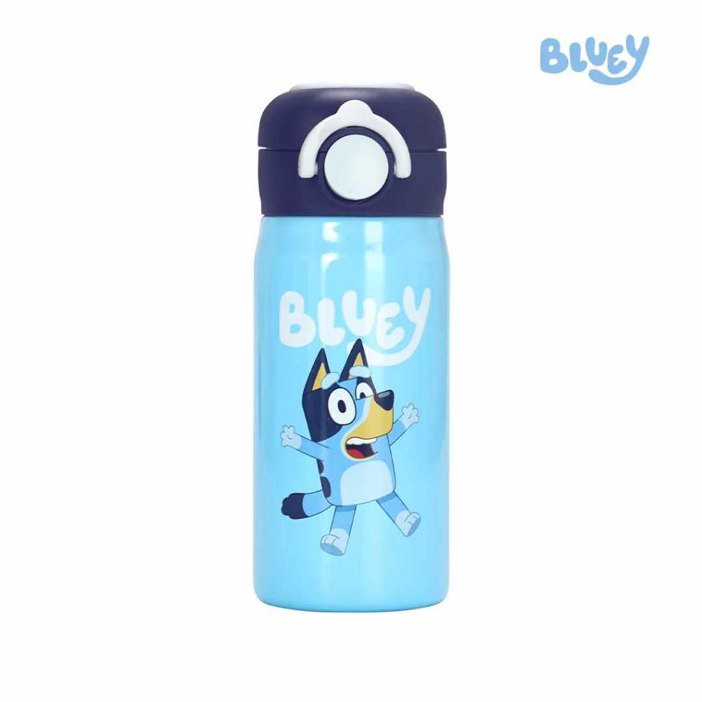 Totsafe Bluey Kids Stainless Steel Insulated Sippy Bottle 350mL (with extra sippy & straw replacemen